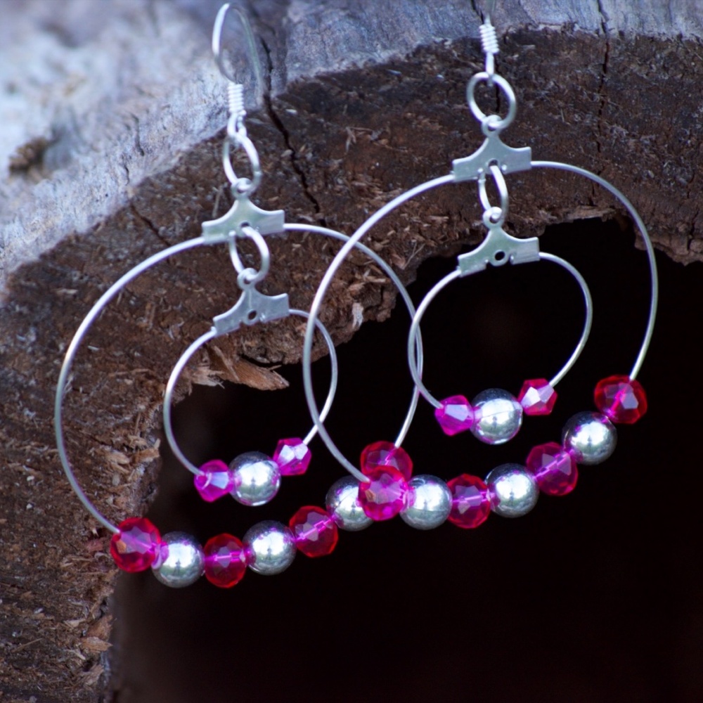 Rhodolite Garnet Tier Dangle Earrings
